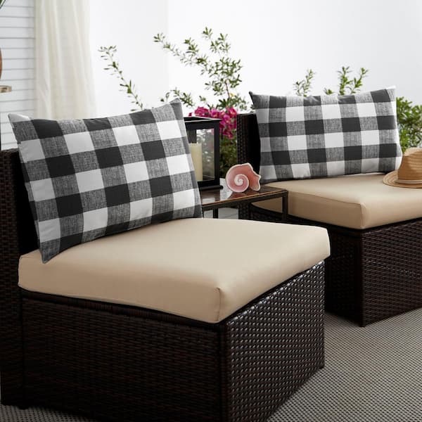 Black and white checkered outdoor clearance pillows