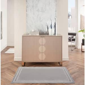 Essentials Grey/Ivory 3 ft. x 5 ft. Solid Contemporary Indoor/Outdoor Kitchen Area Rug