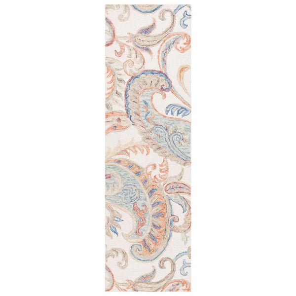 Micro-Loop Ivory/Rust 2 ft. x 8 ft. Abstract Persian Runner Rug