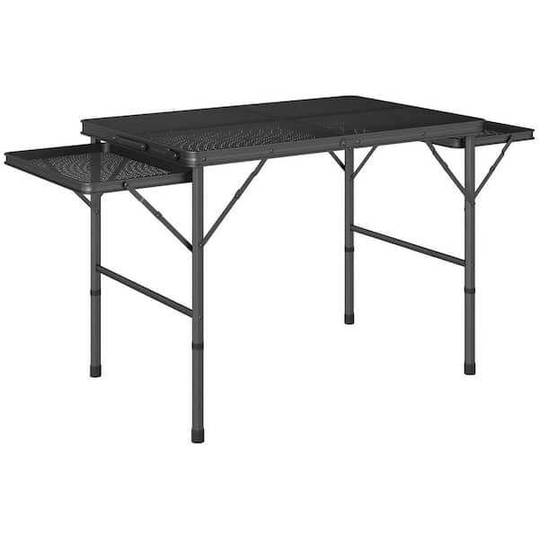 53.9 in. Black Rectangle Aluminum Picnic Tables
