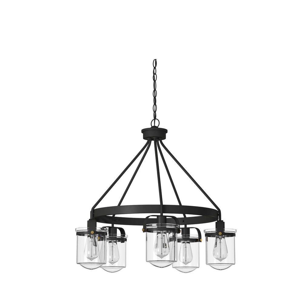 Jaxon 25" Bronze and Brass 5-Light Chandelier