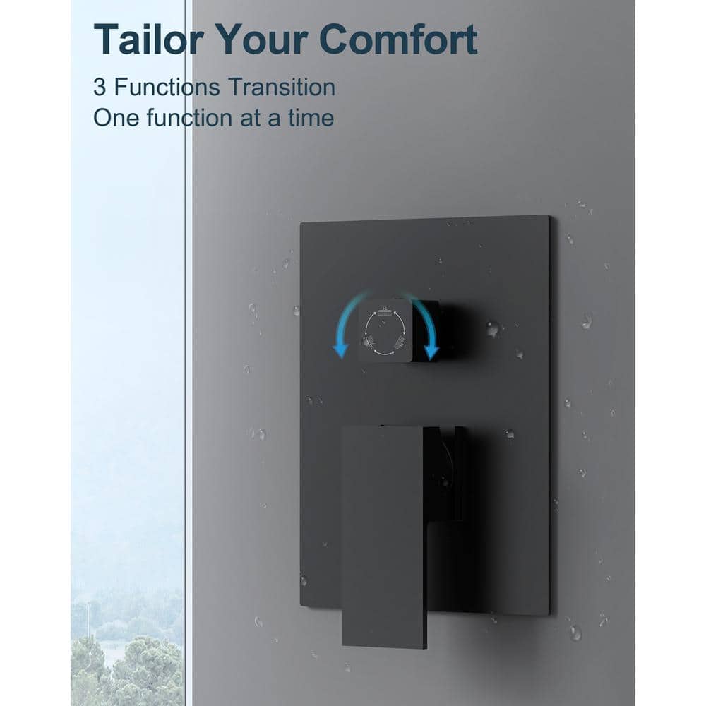 Matte Black Dual Rainfall Shower System with Handheld Spray