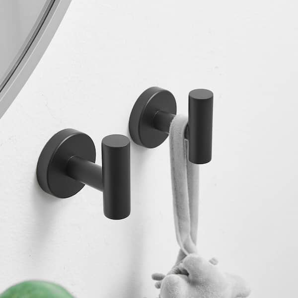 2-Piece J-Hook Robe/Towel Hooks in Matte Black