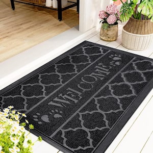 Geo Welcome 17 in. x 30 in. Black Non Slip Door Mat