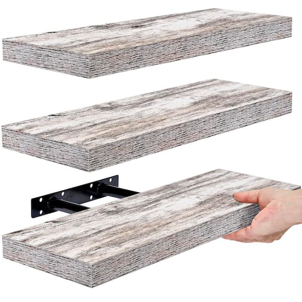 Unbranded 16 in. W x 5 in. D Rustic Composite Decorative Wall Shelf, 3 Pack