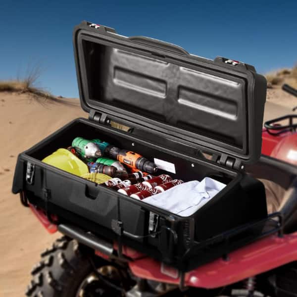ATV Rear Storage Box, 95L ATV Rear Cargo Box with Padded Backrest, Waterproof LLDPE and Lockable Gear Storage Box