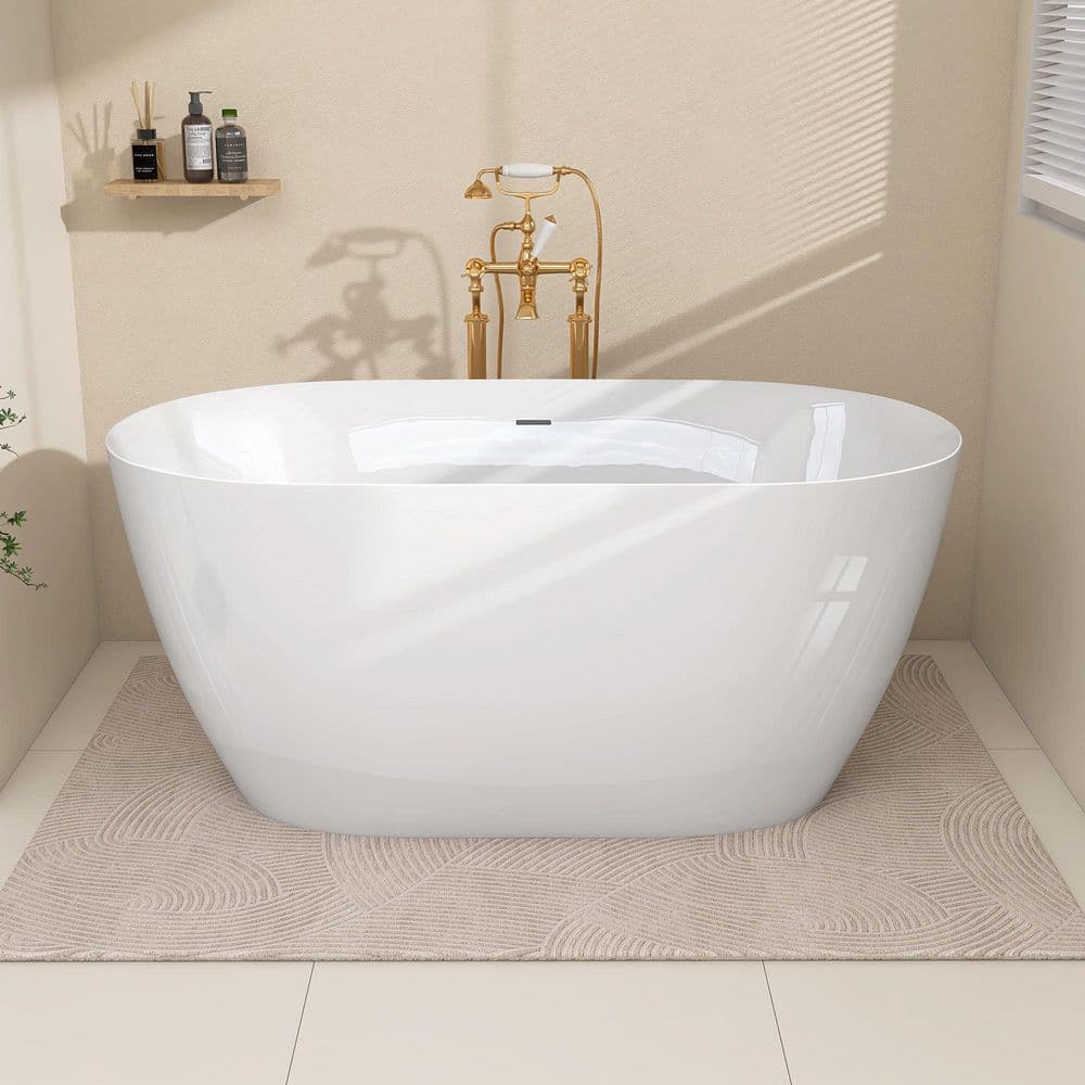 Zeafive Zey 47 in. x 27.5 in. Acrylic Freestanding Soaking Bathtub