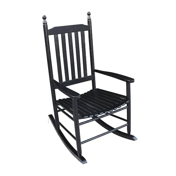 Sudzendf Black Solid Wood Outdoor Rocking Chair