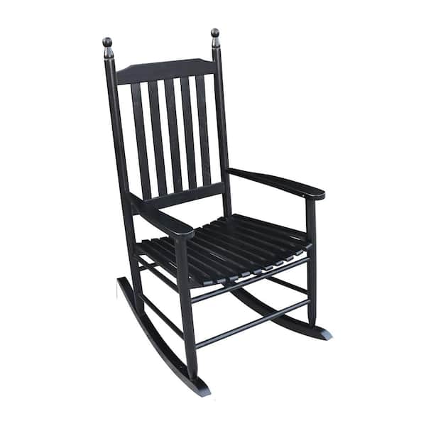 Black Solid Wood Outdoor Rocking Chair