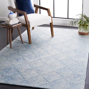 Abstract Blue/Ivory 5 ft. x 8 ft. Marle Diamond Chevron Area Rug