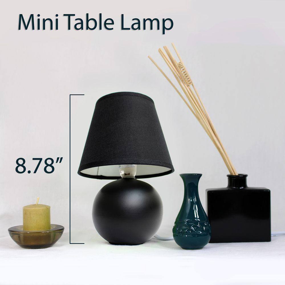 Mini Black Ceramic Globe Table Lamp Set with Fabric Shade