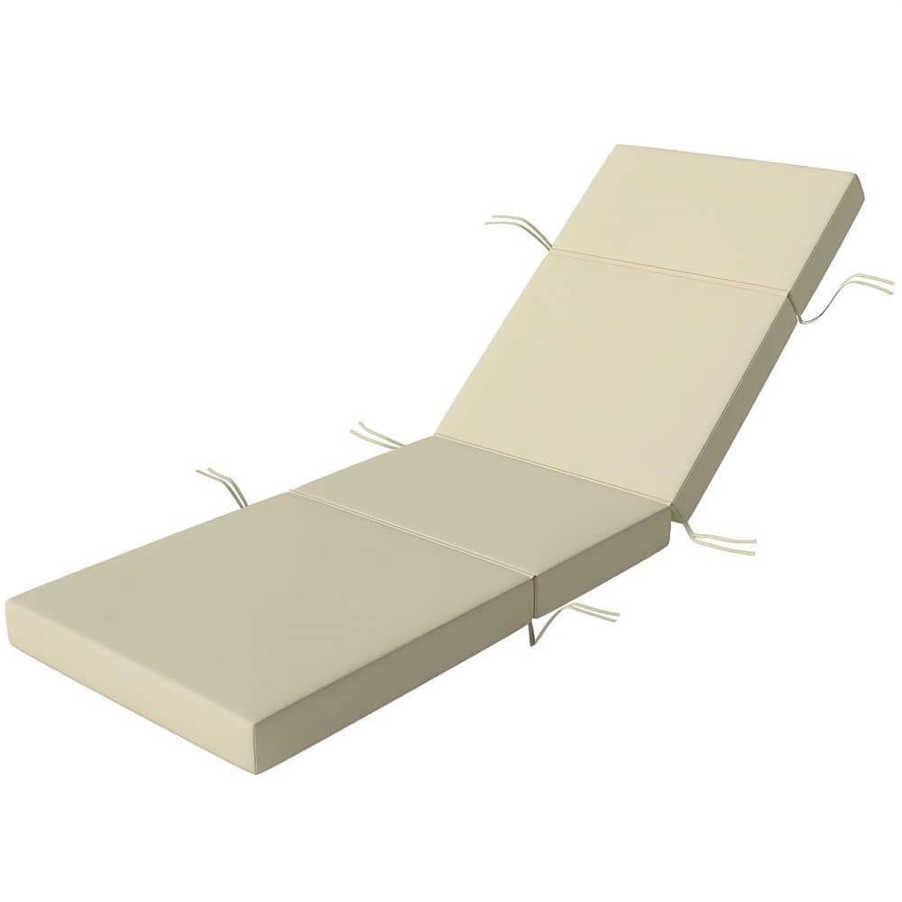 21 x 72 All-Weather Outdoor Lounge Chair Soft Cushion, Water-repellent Reversible Design Cushion in Cream White price history on PriceWatchPro
