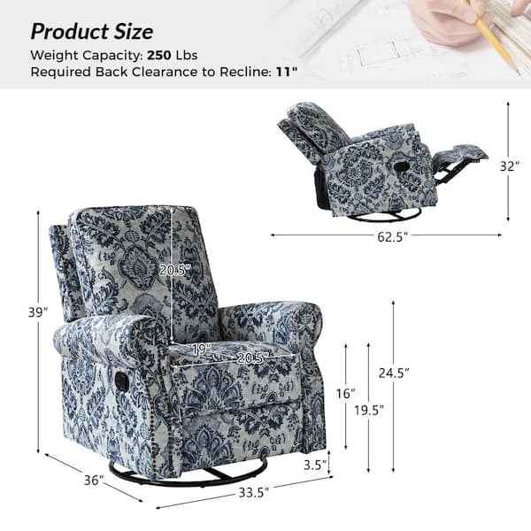 Synergy fabric swivel top glider recliner