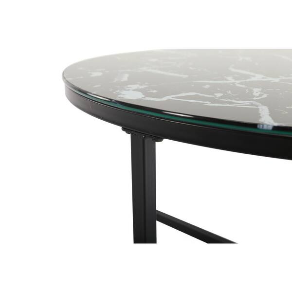 Room & Board | Modern Parsons Coffee Table w/ 1.5 Leg in Black | Marbled Black Ceramic Top