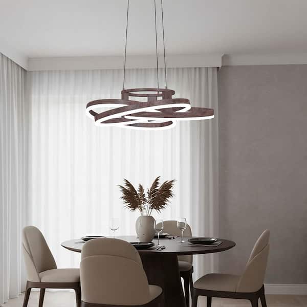 Maxax Carson 23.2 in. Walnut Modern Rectangle Integrated LED