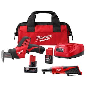 M12 12V Lithium-Ion HACKZALL Cordless Reciprocating Saw Kit with M12 3/8 in. Ratchet and 6.0 Ah XC Battery Pack