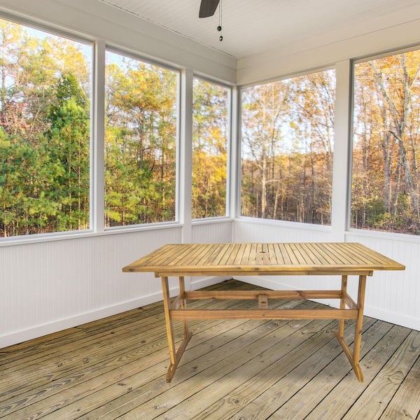 Sunnydaze Hatteras Acacia Wood Outdoor Dining Table-Natural Oil