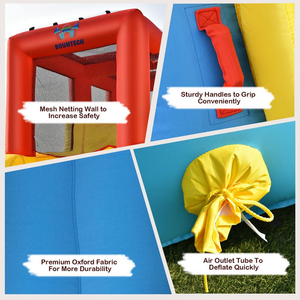Multi-Color Inflatable Bounce House with Dual Slides and Water Park