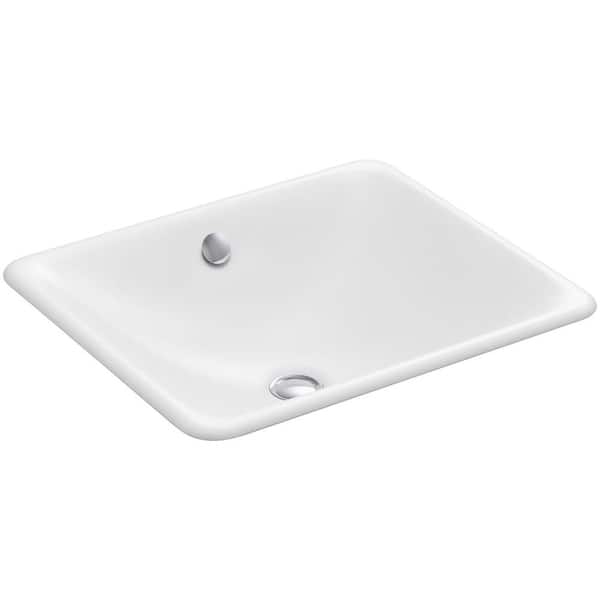 KOHLER Iron Plains Drop-In/Under-Mounted Cast Iron Bathroom Sink in White with Overflow