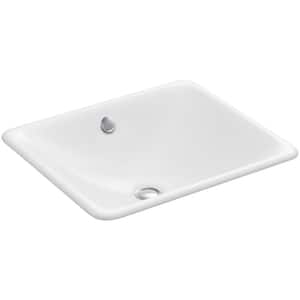 Iron Plains 18" Square Drop-in/Undermount Cast Iron Bathroom Sink in White with Overflow
