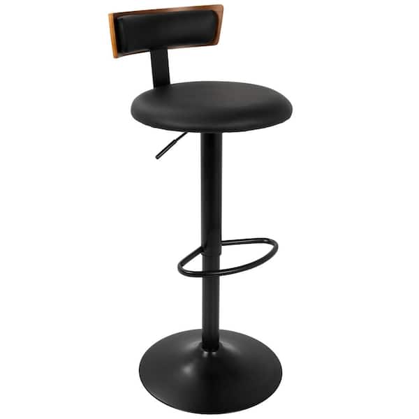 Lumisource Weller Walnut and Black Adjustable Bar Stool
