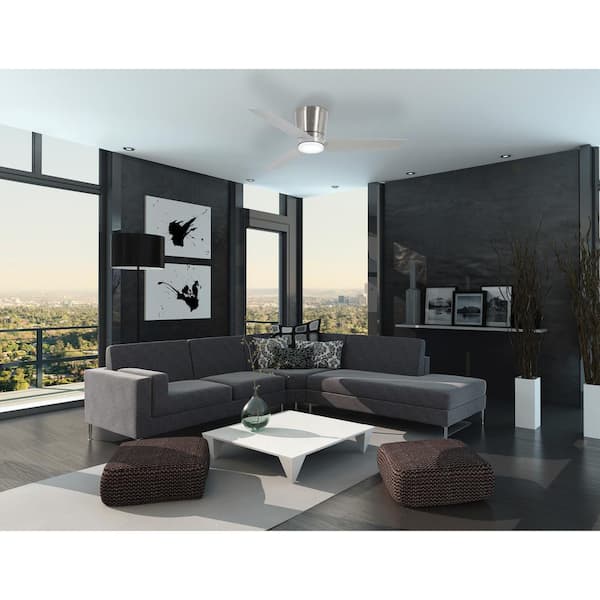 Pure 48 in. Integrated LED Indoor Brushed Nickel Ceiling Fan with Light Kit with Wall Control