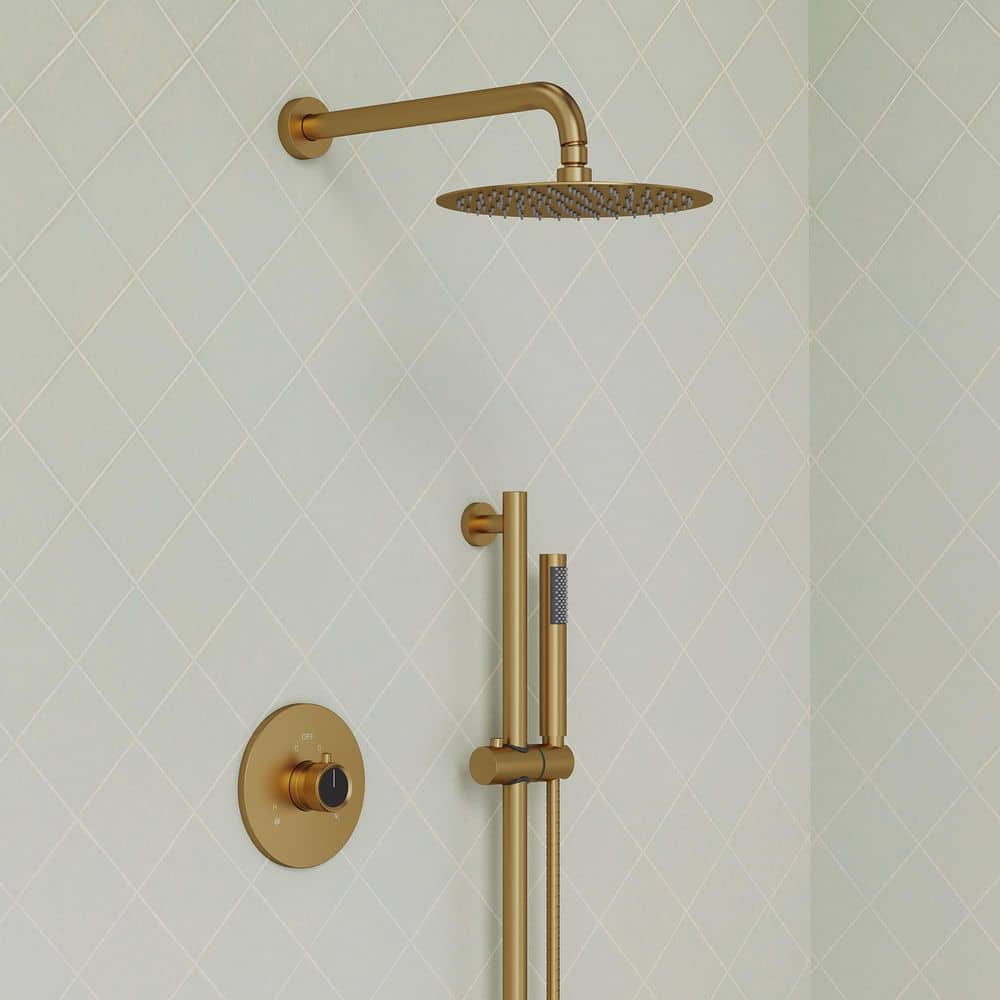EVERSTEIN Single-Handle Rain 2-Spray Square 10 in. Dual Shower