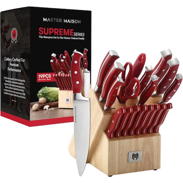 Aoibox 19-Piece Stainless Steel Kitchen Knife Set with Wooden