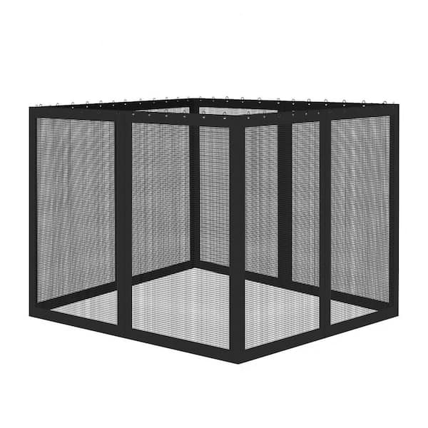 OGETFUUR 10 ft. x 10 ft. Black Gazebo Universal Replacement Mosquito Netting, 4-Panel Sidewall with Zipper for Canopy
