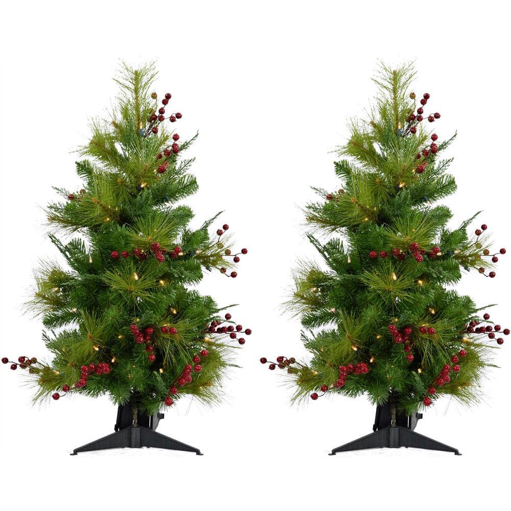 Winter Wonderland 2' Pine Tabletop Christmas Tree with White LED Lights