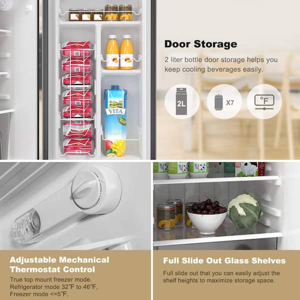 Whirlpool 4.6 Cu. Ft. Mini Refrigerator with Dual Door True Freezer in  Stainless Look WHR46TS1E - The Home Depot