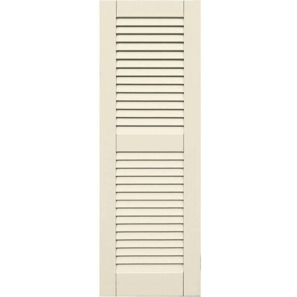 Winworks Wood Composite 15 in. x 44 in. Louvered Shutters Pair #651 Primed/Paintable