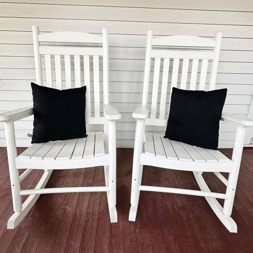 Set of 2 Black All-Weather Outdoor Square Throw Pillows