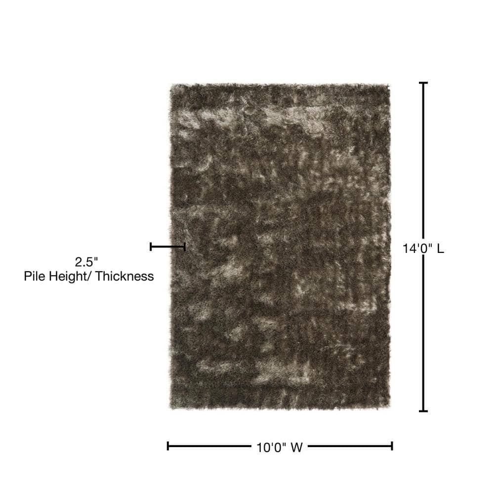 Luxe Silver Hand-Tufted 10' x 14' Shag Wool Blend Area Rug