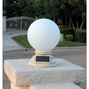 9-Light Solar White Outdoor LED Globe Entry Light with Frosted Glass