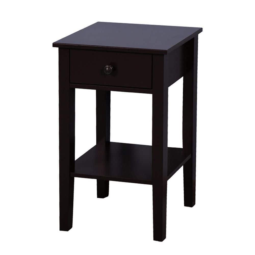 HOMESTOCK 12 in. Black Rectangle Wood End Table with Drawer and Shelf Solid  Narrow Side Table For Bedrooms Ideal For Small Spaces 89425WF - The Home  Depot