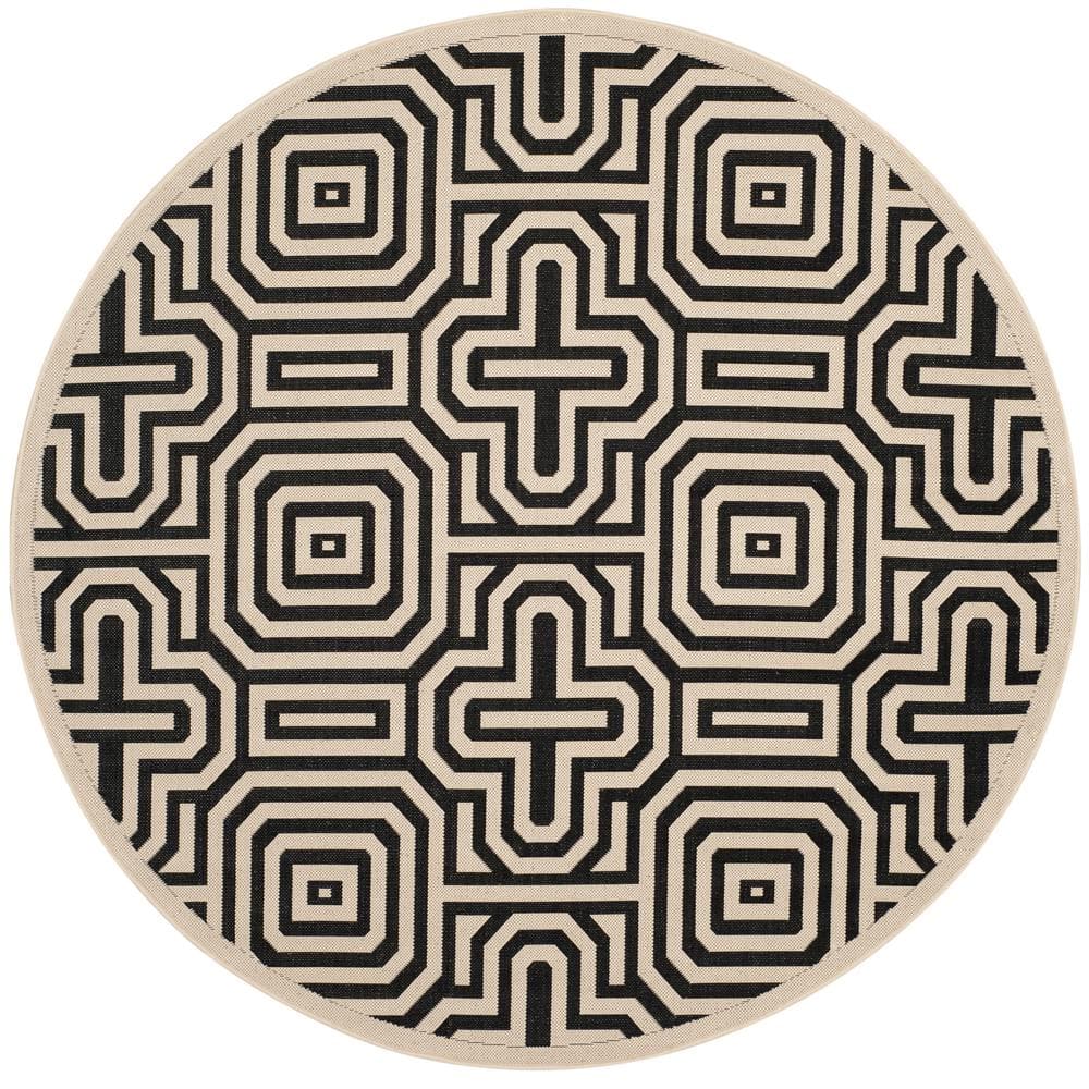 Courtyard Sand/Black 7 ft. x 7 ft. Round Border Indoor/Outdoor Patio  Area Rug price history on PriceWatchPro