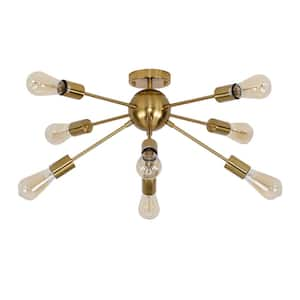 Brushed Gold 25.98 in.8-Light Flush Mount with Aluminum LED for Kitchen DiningRoom Bedroom Hallway