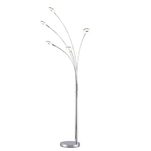 UFO 73 in. Modern Chrome Super Bright LED 5-Arched Floor Lamp with Touch Dimmer