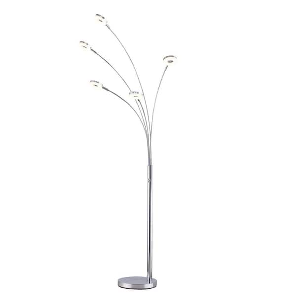 ARTIVA UFO 73 in. Modern Chrome Super Bright LED 5-Arched Floor Lamp with  Touch Dimmer LED802268FC