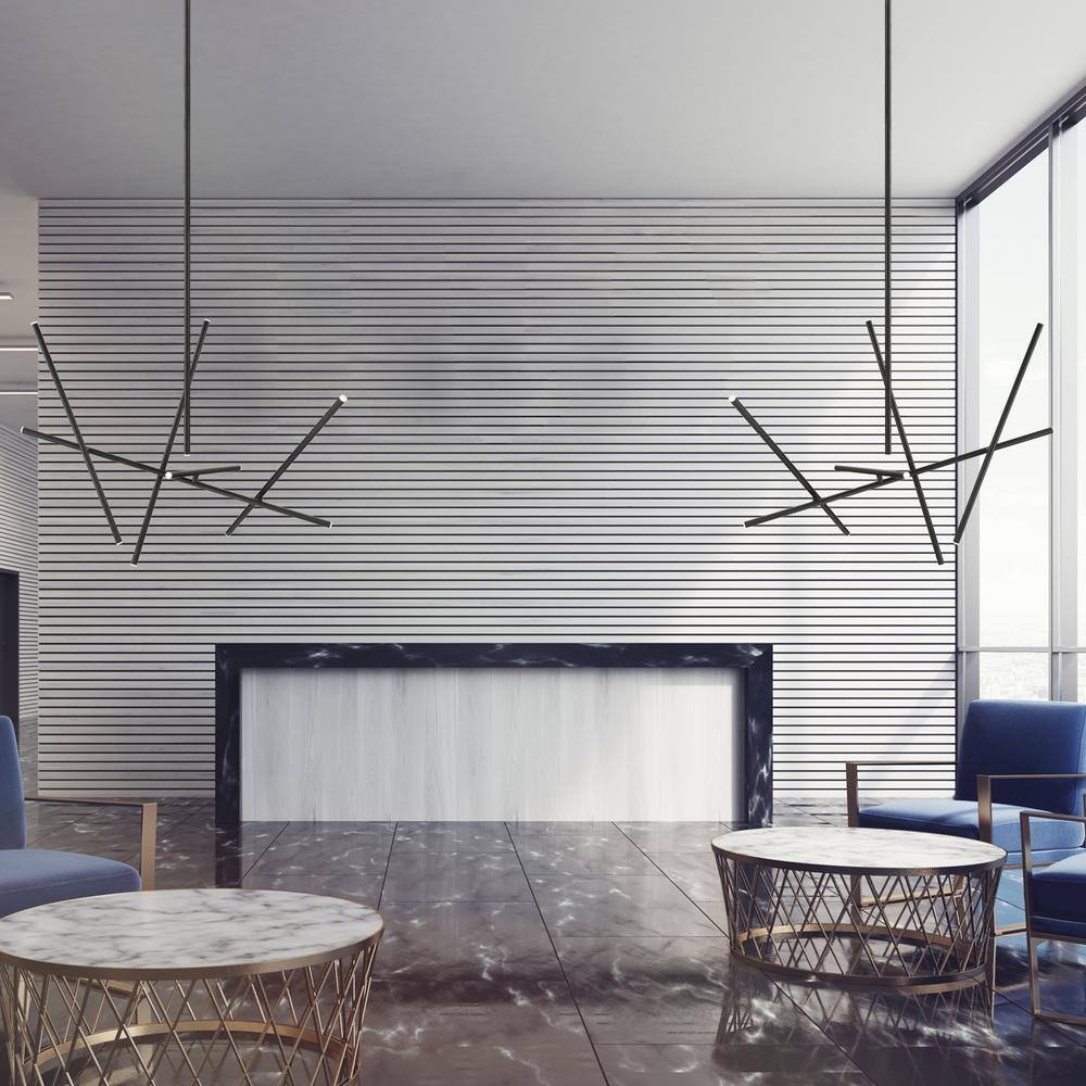 Black Frosted 10-Light LED Abstract Chandelier