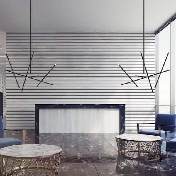 CROSSROADS 10-Watt Black Chandelier Integrated LED with Acrylic Shade