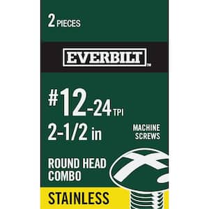 #12-24 x 2-1/2 in. Combo Round Head Stainless Steel Machine Screw (2-Pack)