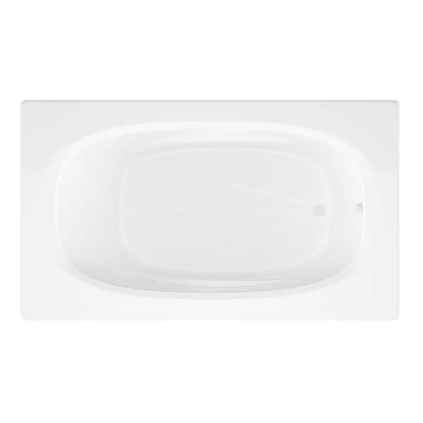 Tiger's Eye 5.5 ft. Acrylic Center Drain Rectangular Drop-in Non-Whirlpool Bathtub in White