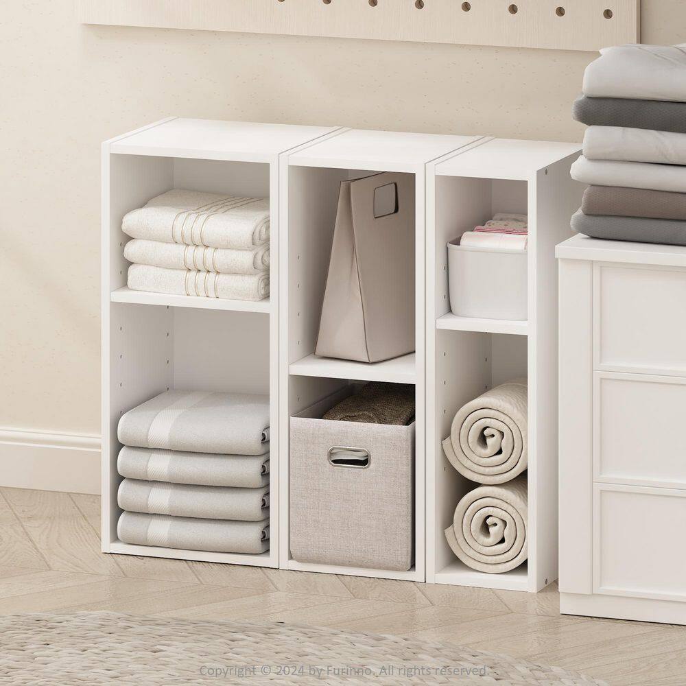 White Laminated Wood 2-Tier Freestanding Storage Shelf
