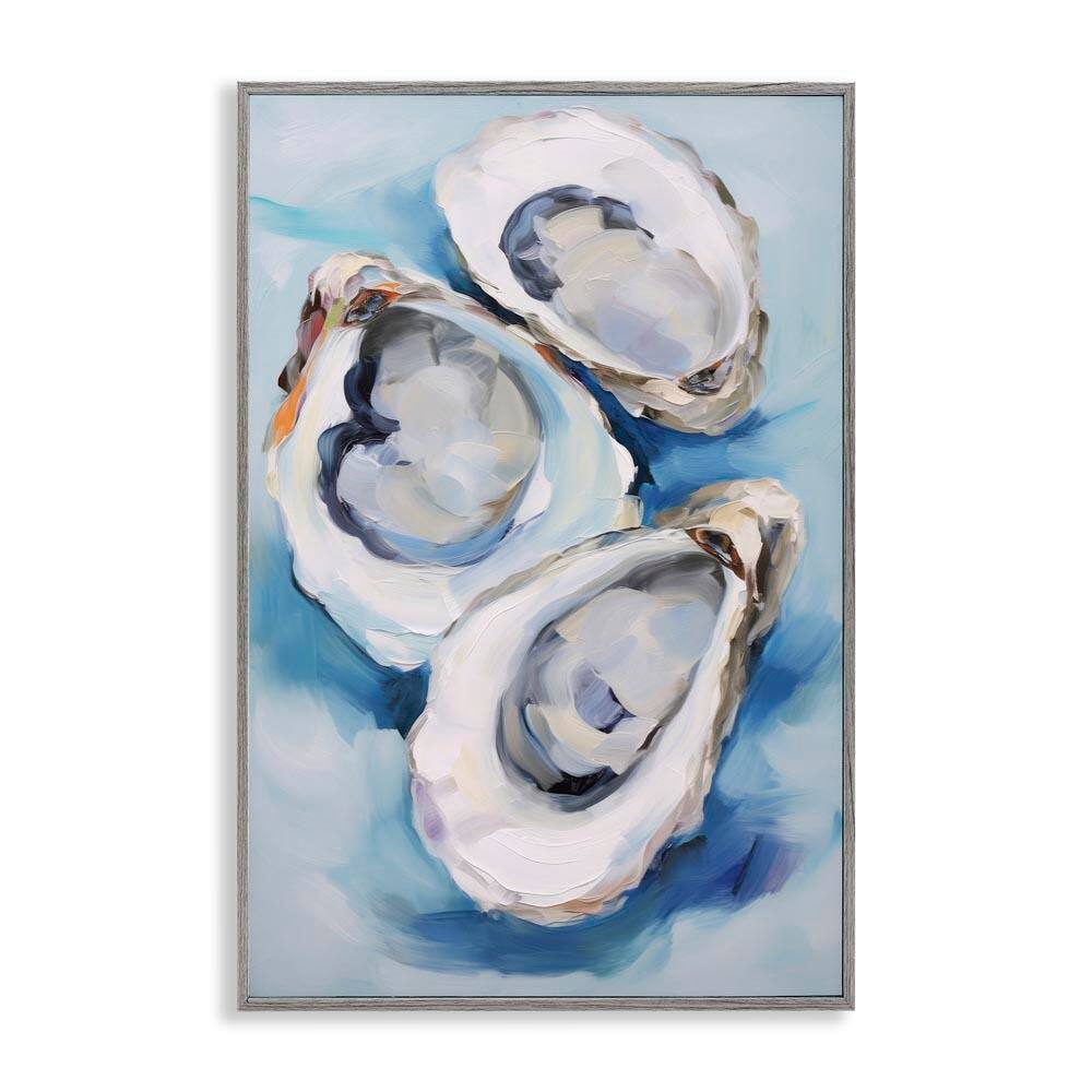 Oyster Shell Trio by Petal Prints Design Gray Framed Giclee Art Print Animal 16 in. x 24 in. price history on PriceWatchPro