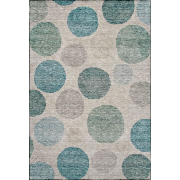 Mayfield Premium Machine Washable Abstract AMF2062 Teal 3 ft. x 4 ft. Area Rug