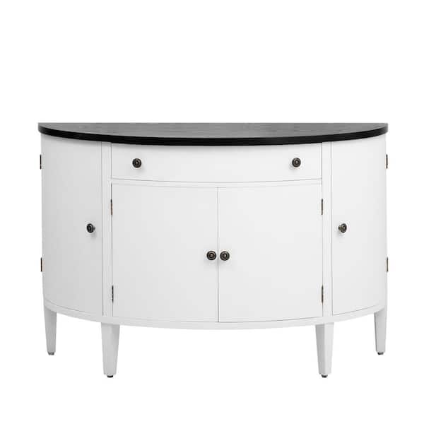 Unbranded 47.20 in. W x 19.60 in. D x 31.80 in. H White Linen Cabinet with 4 Doors and 1 Drawer, Adjustable Shelves