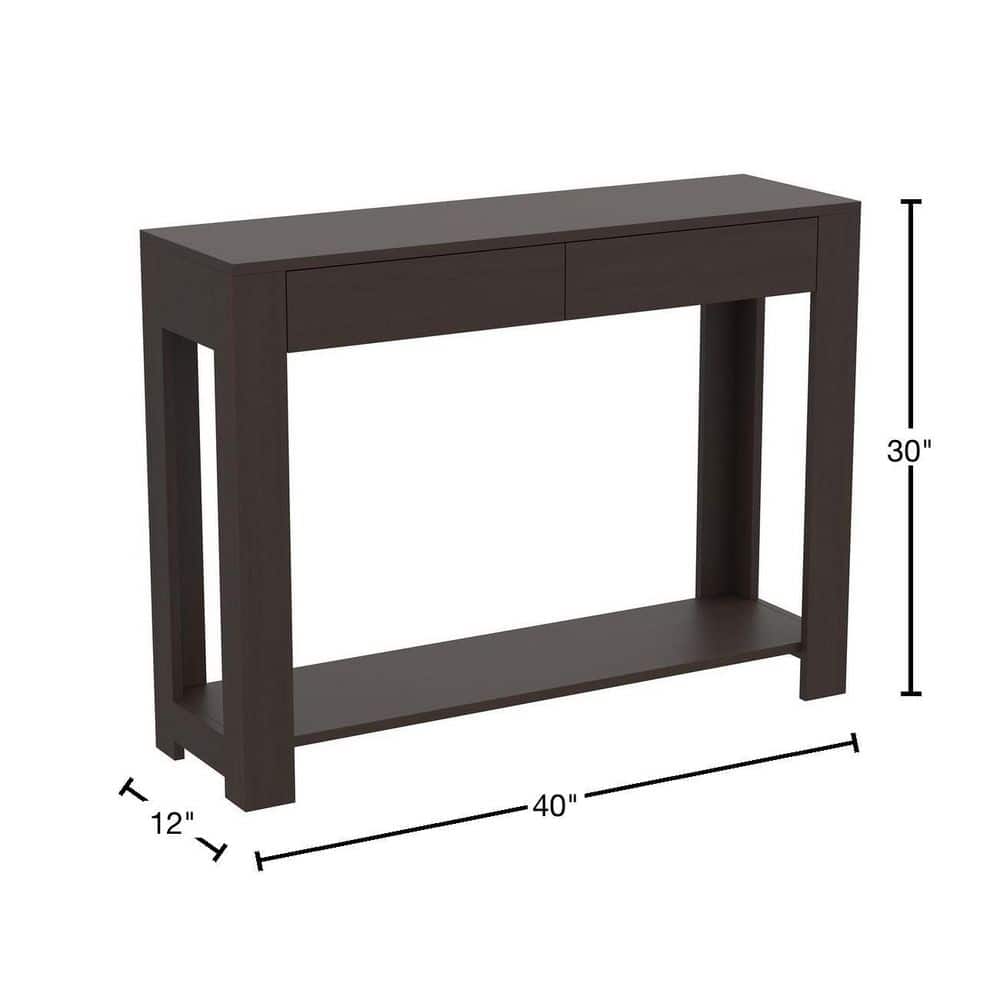 Cappuccino Elegance 40" Wood Console Table with Storage Drawers