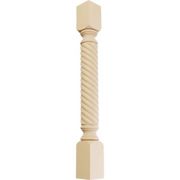 Ekena Millwork 3-3/4 in. x 3-3/4 in. x 35-1/2 in. Unfinished Maple Hamilton Rope Cabinet Column